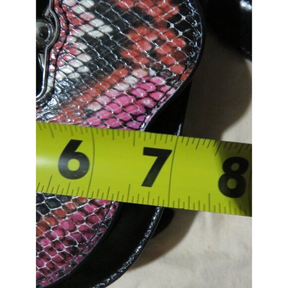 Rebecca Minkoff Vegan Python Embossed Leather Saddle Crossbody Bag in Pink Black - Picture 12 of 12